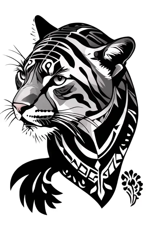 Cougar Stalking Pose With Tribal Egyptian Look