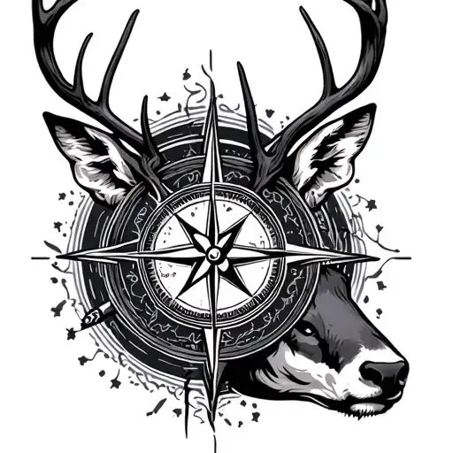Deer Head And Compass