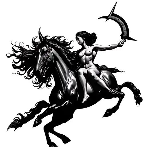 Black Female Sagittarius Centaur Being Rided