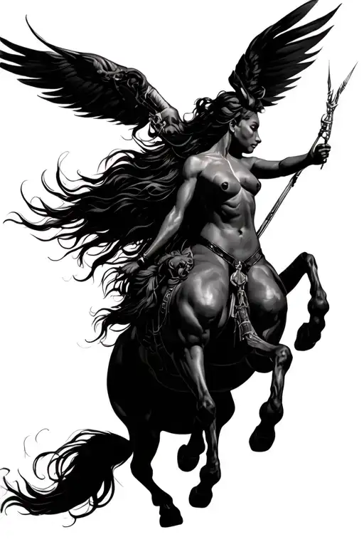 Black Female Sagittarius Centaur Being Rided