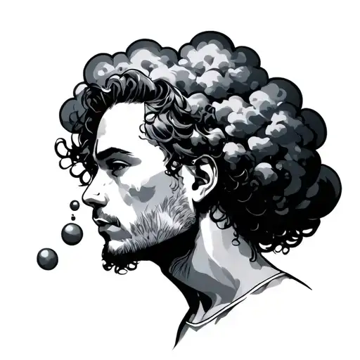 A Character With A Cloud Of Thoughts