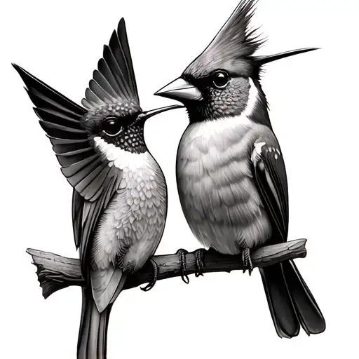 Hummingbird And Cardinal