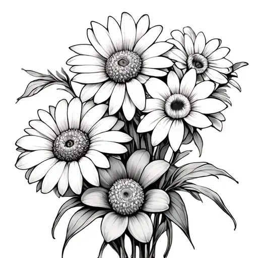 Flower Bunch Of 2 Chrysanthemums 2 Daffodils 1 Daisy And 1 Iris