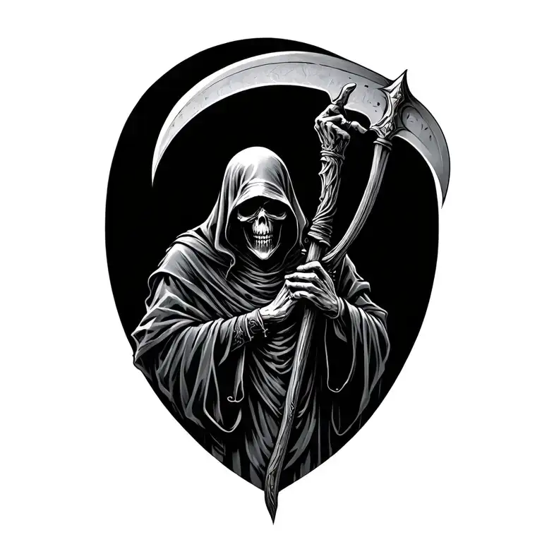 Grim Reaper Holding A Scythe Hand Out