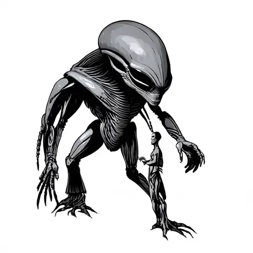 Alien Taking Human For A Walk