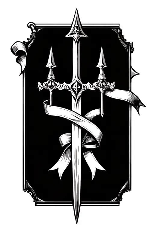 Excalibur With A Ribbon Around It