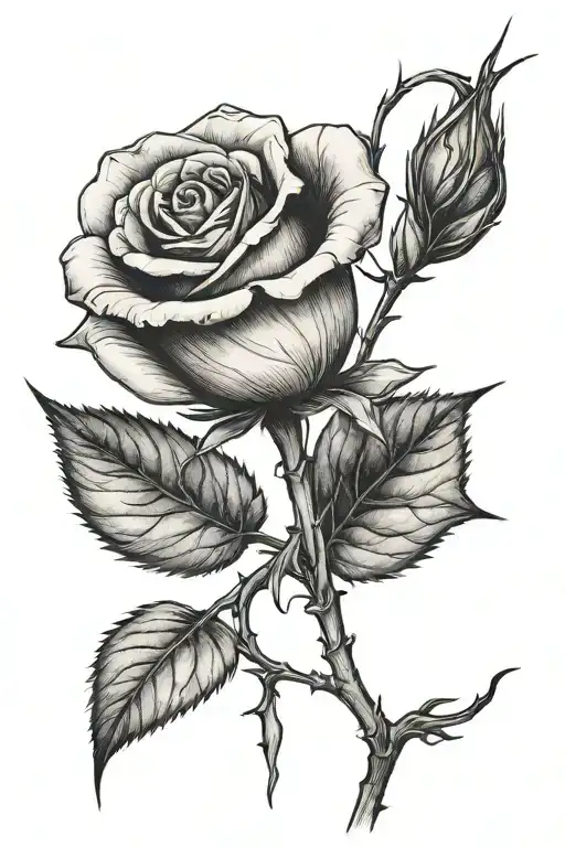 Dead Wilted Rose Simple With Stem Small