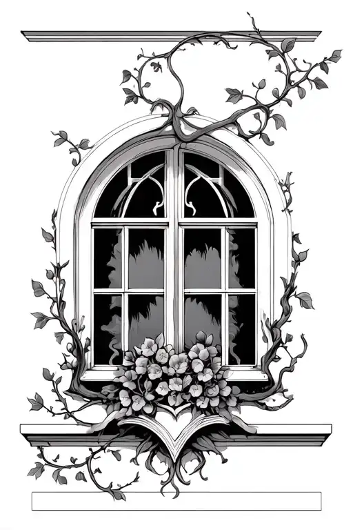 Art Nouveau Vine Around Window