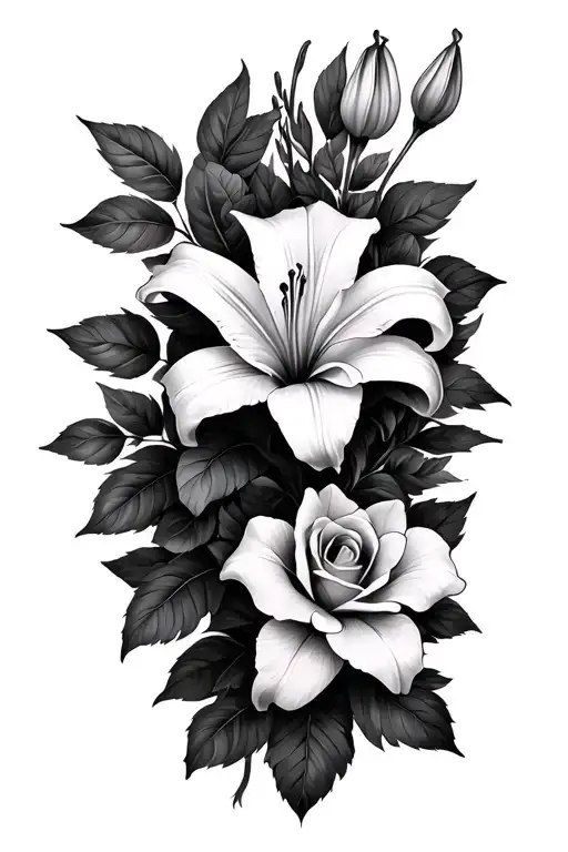 Rose And Lily Flowers