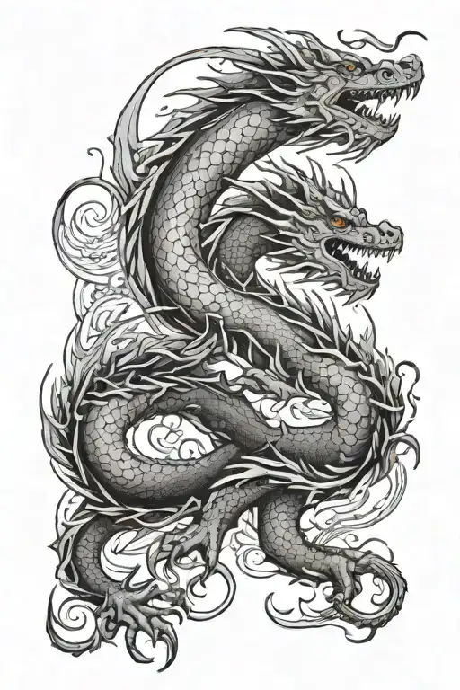 2 Different Dragons Wrapping Around The Arm Facing Away From Each Other Half Sleeve