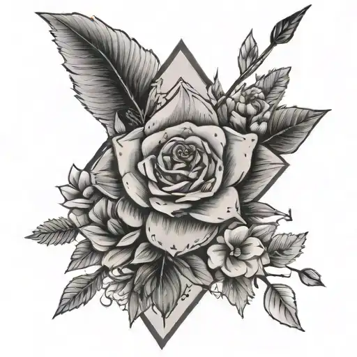 One Arrow With K G In The Middle And Flowers