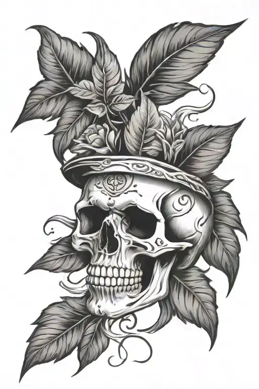 Skull With Pot Leafs