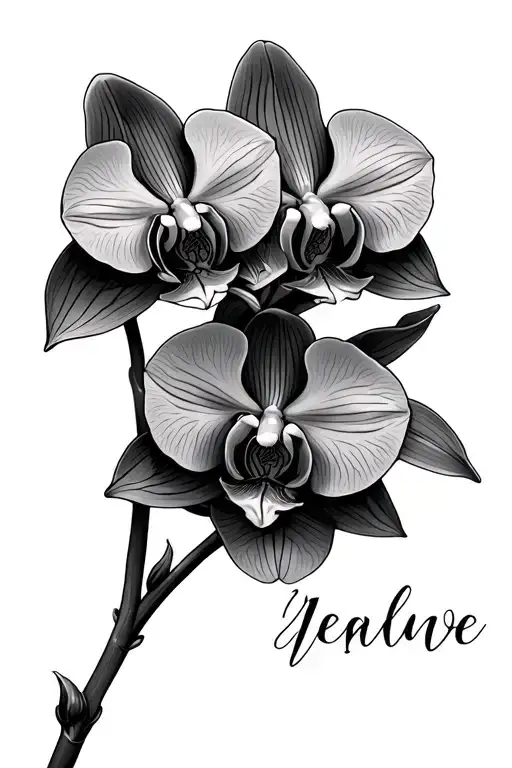 Orchid Flower And Name Written