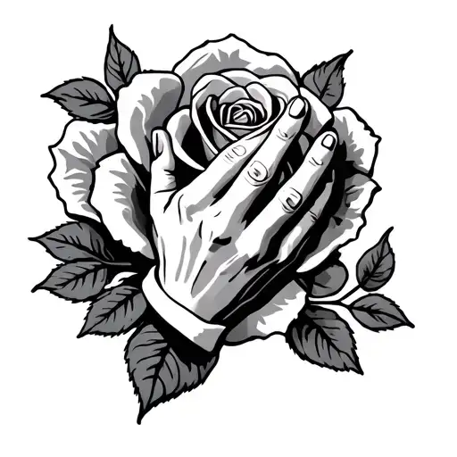 Praying Hands And Rose