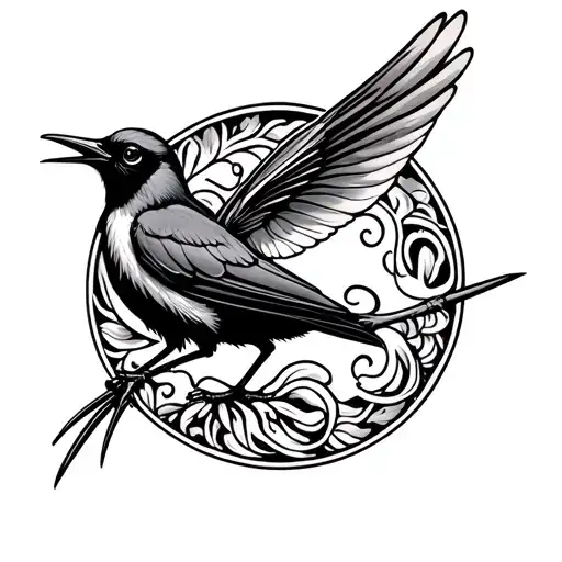 American Traditional Style Scissor Tail Fly Catcher Bird