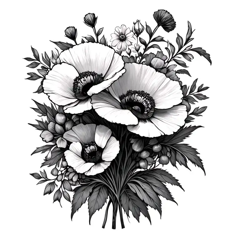 Dainty Bouquet With Poppy's And Larkspur Flower