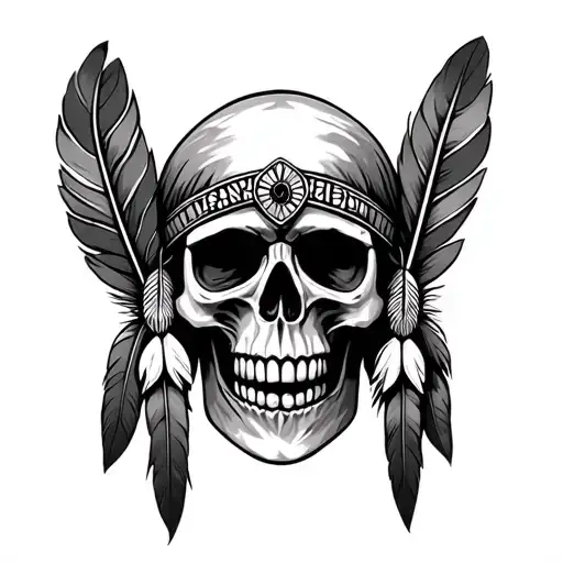 Indian Skull And Feathers