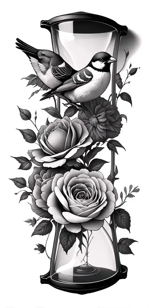 Roses Peonies Hourglass Sparrows