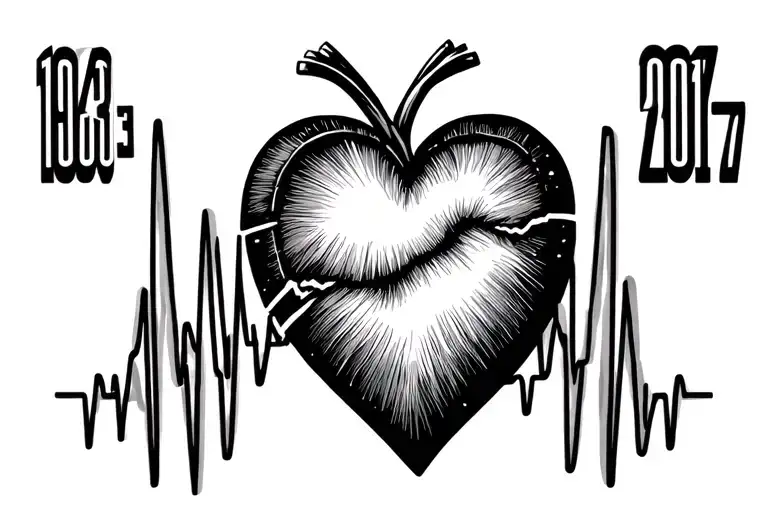 A Heart Beat Pulse Line With 1963 Through 2017 For Grandma