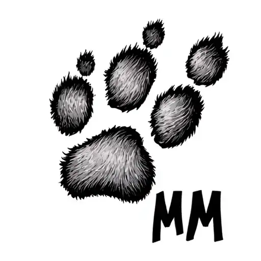 Realistic Cat Paw With The Letters Mm In It