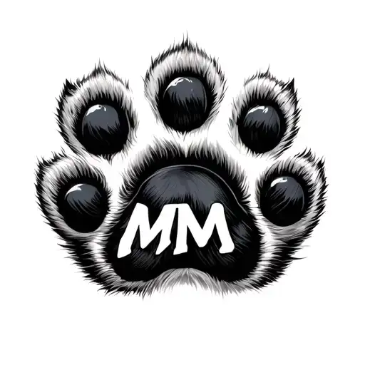 Realistic Cat Paw With The Letters Mm Inside The Paw