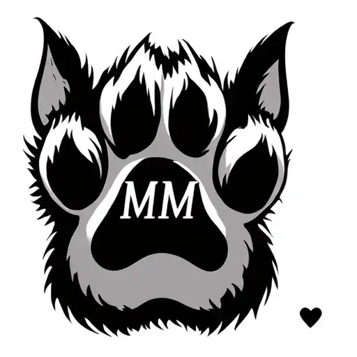 Realistic Cat Paw With The Letters Mm Inside The Paw Small
