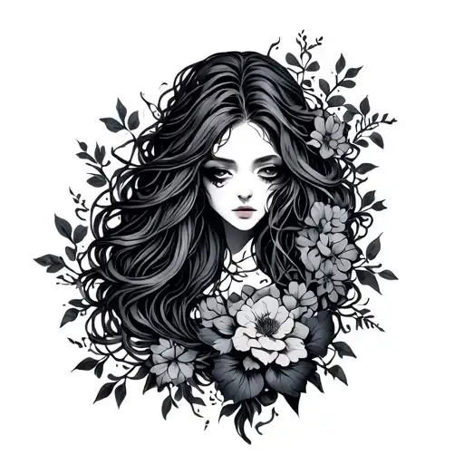 Vine Wrapping Floral Cyber Sigilism Arm Long Hair