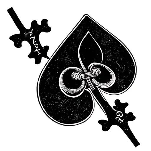 Cowtag With A Cross And Ace Of Spades Playing Card