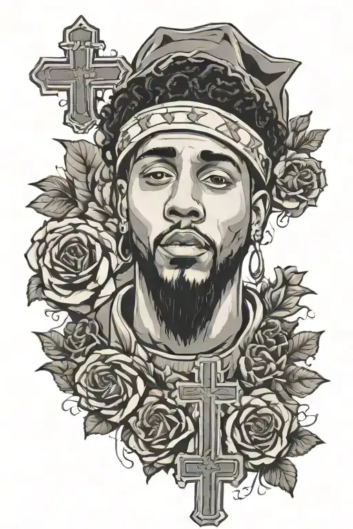 God With Flowers And Crosses With Love Yourz J Cole