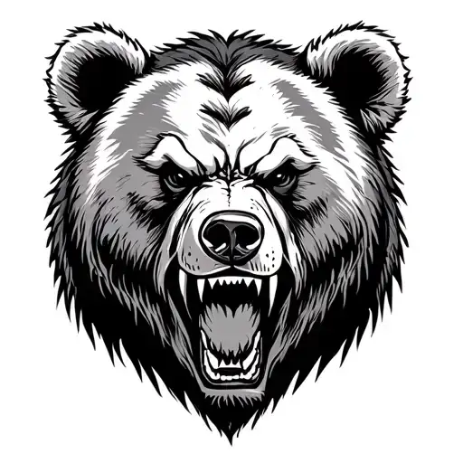 Angry Bear In Blackwork