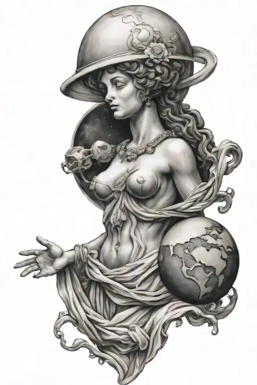Venus De Milo In Front Of The Planet Mars