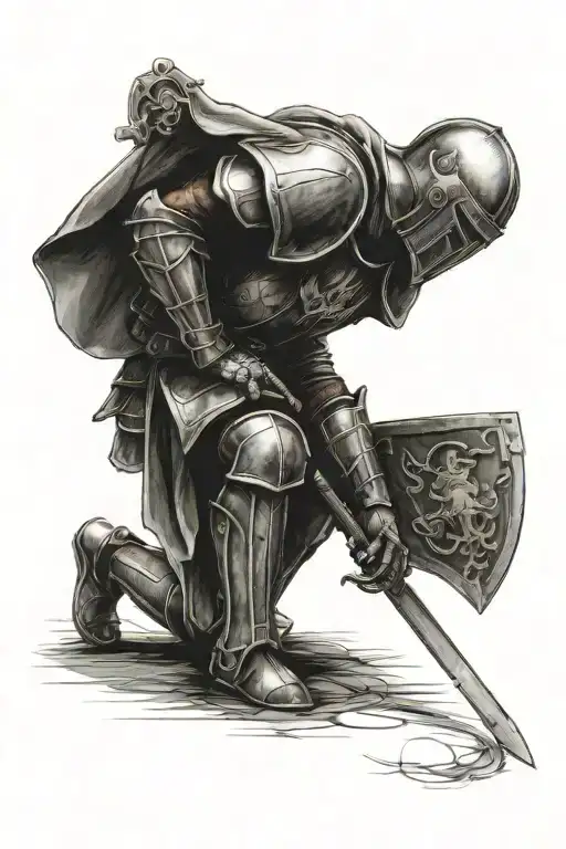A Roman Catholic Knight Kneeling Down Facing Forward