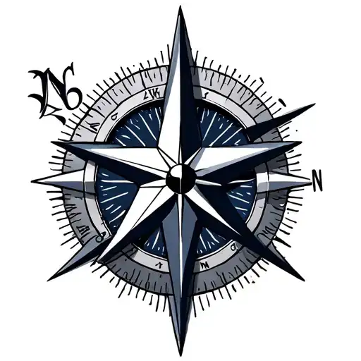 Navy Star With Compass
