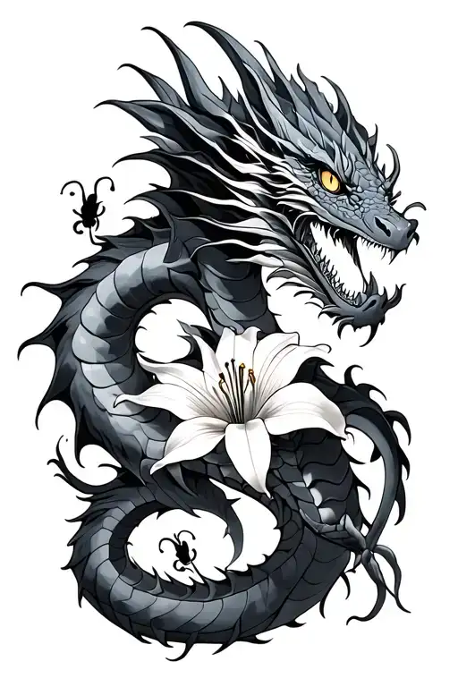 Dragon With Spider Lily