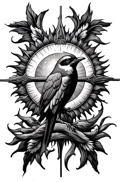 Sun With Bird And Cross