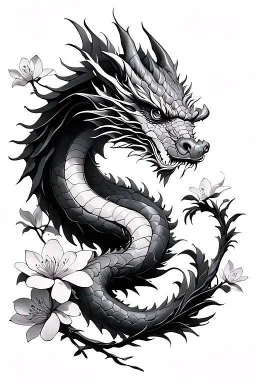 Dragon And Cherry Blossoms