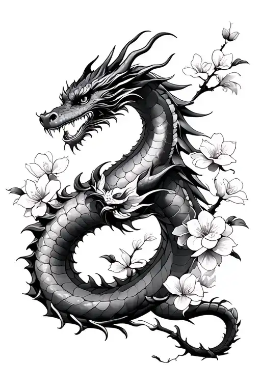 Dragon And Cherry Blossoms