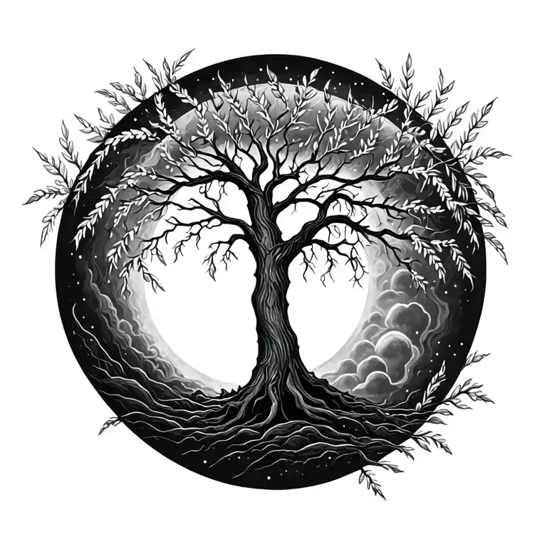 Moon Sun Willow Tree