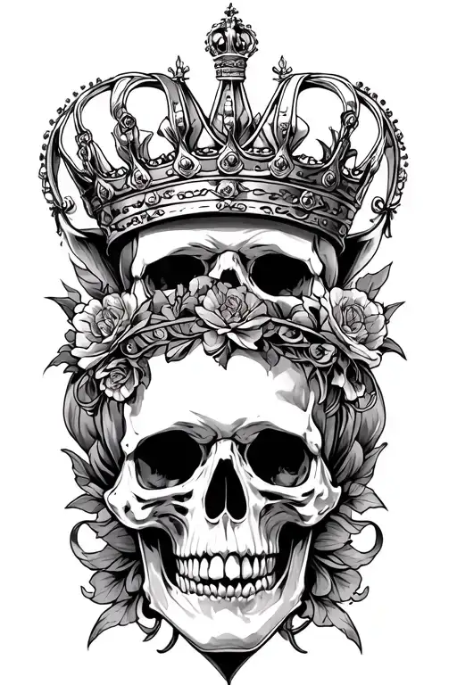 I Want A Full Calf Sleeve With Skulls And With Crowns