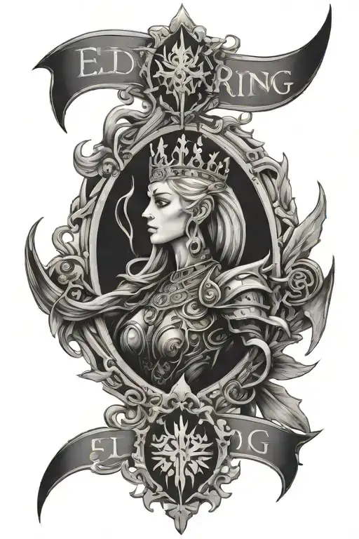 Elden Ring Logo Combined With Queen Marika