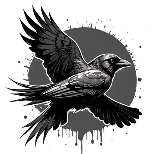 Ink Blot Crow Flying