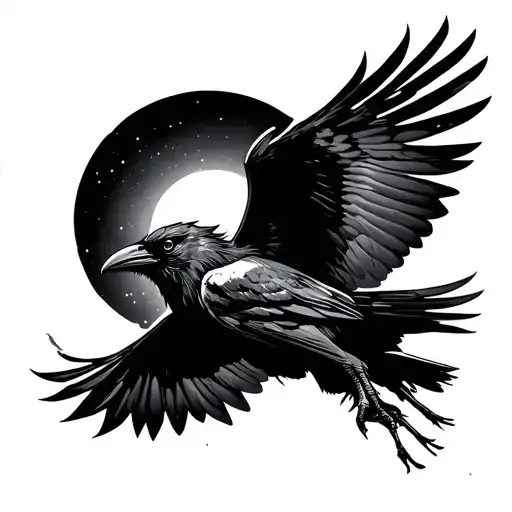 Simple Ink Blot Raven Flying With Space Skin