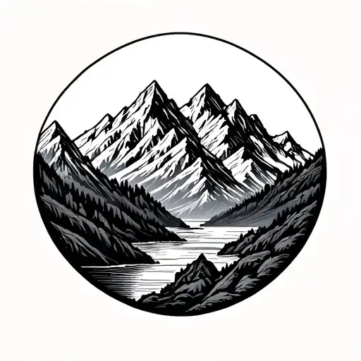 Line Tattoo Of Mountains