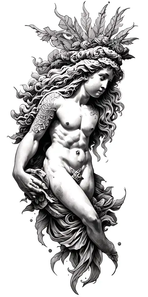 Greek Mythology Tattoo With Much Detail Together With A Background