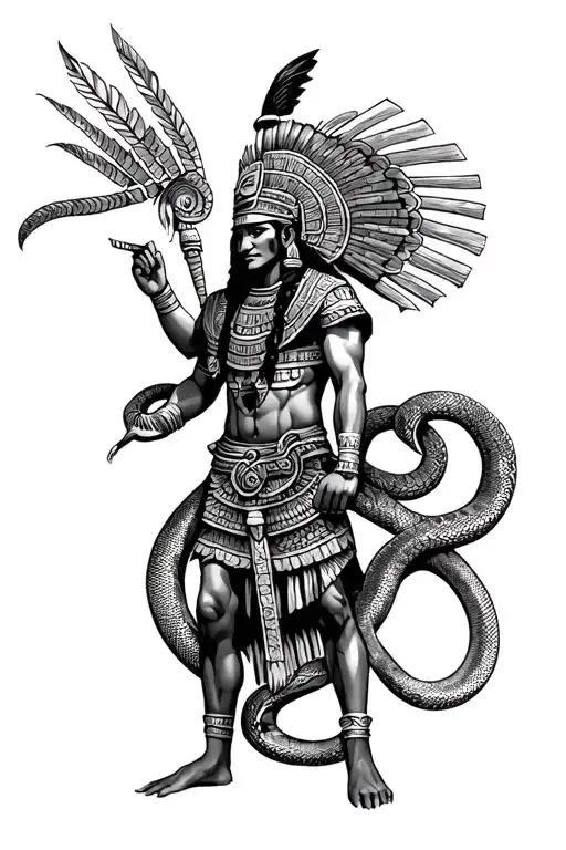 Mayan Warrior With Snake Intertwined