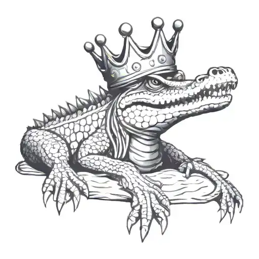 Crocodile With A Crown And Blanket