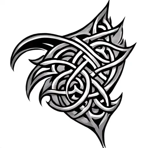 Celtic Tribal Upper Back Tattoo That Drapes Over Both Shoulders And Chest