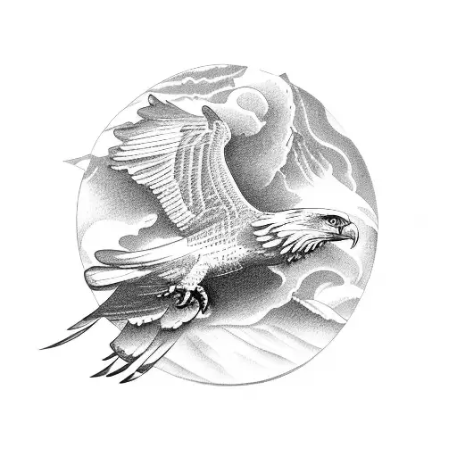 Flying Eagle Through The Mountains