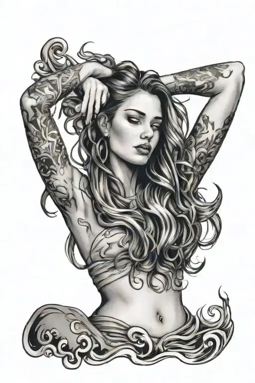 Room On Fire With A Woman Fixing Her Hair