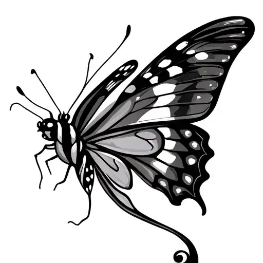 Butterfly And Between The Wings There Is An Semicolon And Design The Wings Of Butterfly As An Snake
